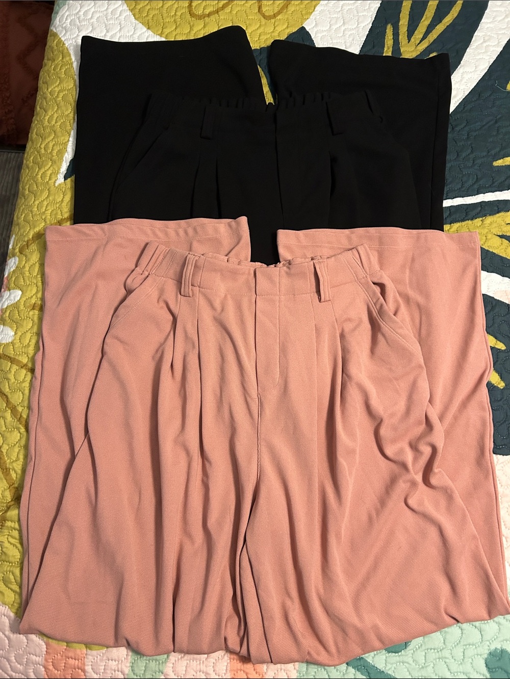 Bundle 2 HALARA Wide Leg Waffle Knit Casual Pants M Tall
